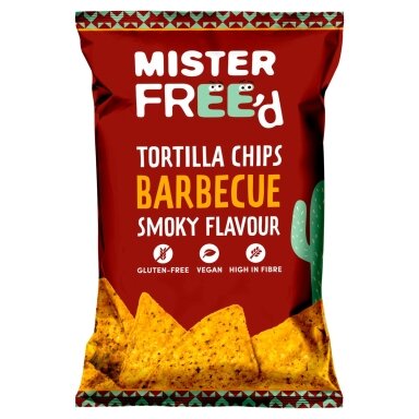 Tortilijų traškučiai MISTER FREE'D BBQ skonio, 135 g Tortilijų traškučiai MISTER FREE'D BBQ skonio, 135 g