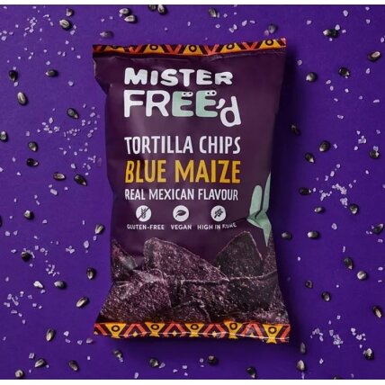 Tortilijų traškučiai MISTER FREE'D Blue Maze, 135 g Tortilijų traškučiai MISTER FREE'D Blue Maze, 135 g