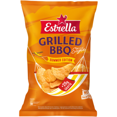 Traškučiai bulvių ESTRELLA, lygaus pjaustymo, kepsnio skonio, 200 g
