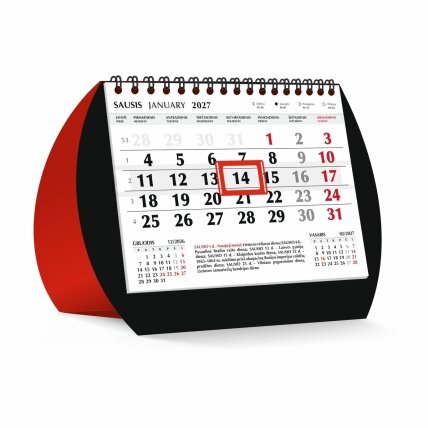 Trikampis stalo kalendorius RED DUO 2027 Trikampis stalo kalendorius RED DUO 2027