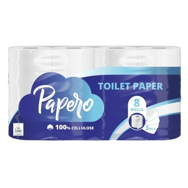 Tualetinis popierius PAPERO, 3 sluoksnių, 8vnt