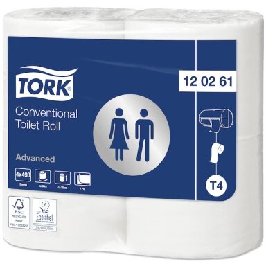 Tualetinis popierius TORK ADVANCED T4, 120261, 2 sl., 9.9cmx69.4m, 4 vnt./pak. Tualetinis popierius TORK ADVANCED T4, 120261, 2 sl., 9.9cmx69.4m, 4 vnt./pak.