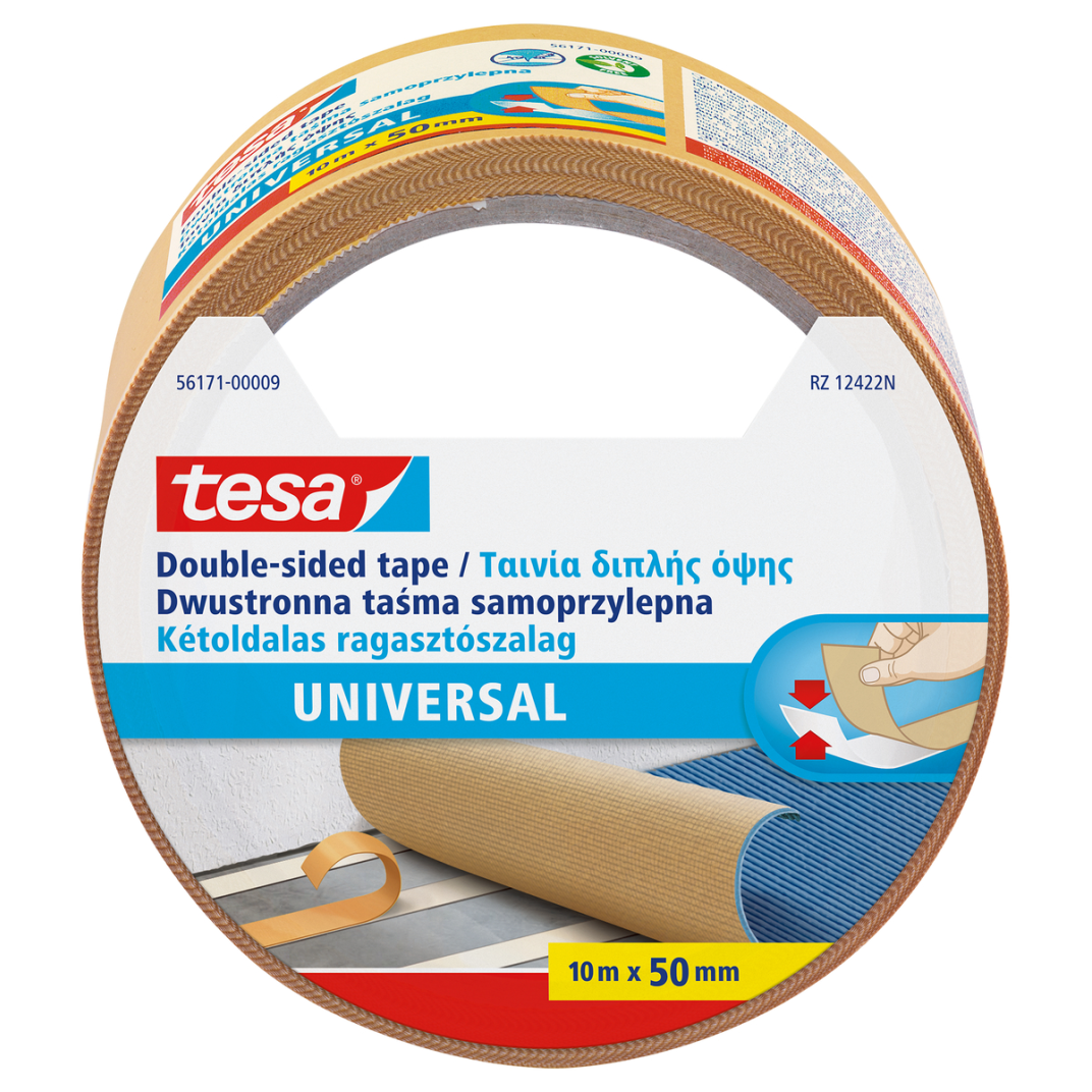 Universali dvipusė lipni juosta TESA, 50mm x 10m Universali dvipusė lipni juosta TESA, 50mm x 10m