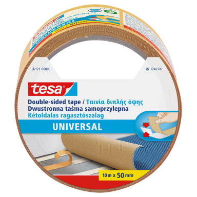 Universali dvipusė lipni juosta TESA, 50mm x 10m Universali dvipusė lipni juosta TESA, 50mm x 10m