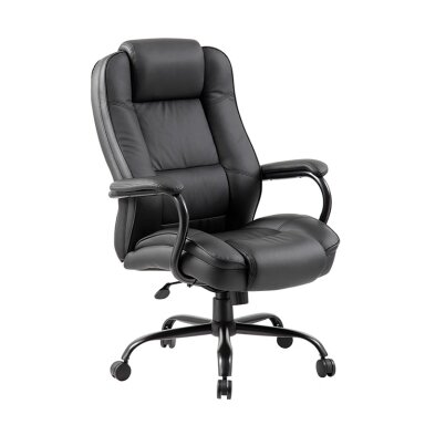 Vadovo kėdė OFFICE4YOU ELEGANT XXL, juodos sp. odos imitacija ir metalinė kryžmė Vadovo kėdė OFFICE4YOU ELEGANT XXL, juodos sp. odos imitacija ir metalinė kryžmė