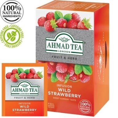 Vaisinė arbata AHMAD ALU WILD STRAWBERRY, 20 vokelių su siūlu po 2 g Vaisinė arbata AHMAD ALU WILD STRAWBERRY, 20 vokelių su siūlu po 2 g