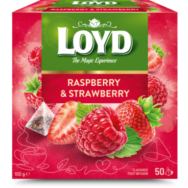 Vaisinė arbata LOYD, aviečių ir braškių skonio, 50 x 2g