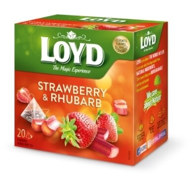 Vaisinė arbata LOYD, braškių ir rabarbarų skonio, 20 x 2g