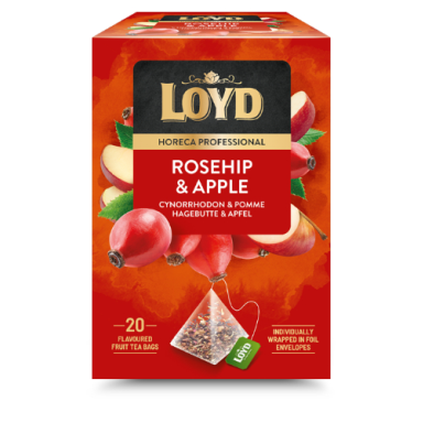 Vaisinės arbatos gėrimas LOYD HORECA erškėtrožių ir obuolių skonio, piramidės, 20 x 2g Vaisinės arbatos gėrimas LOYD HORECA erškėtrožių ir obuolių skonio, piramidės, 20 x 2g