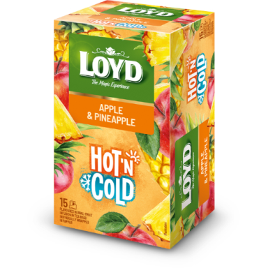 Vaisinis arbatos gėrimas LOYD HOT&COLD obuolių ir ananasų skonio, 15x2 g Vaisinis arbatos gėrimas LOYD HOT&COLD obuolių ir ananasų skonio, 15x2 g