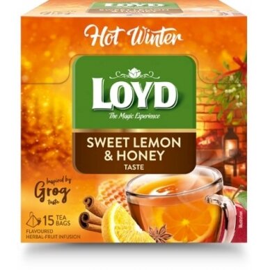 Vaisinė arbata LOYD Hot Winter, su citrina ir medumi, 15 x 3 g