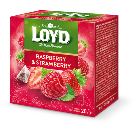 Vaisinė arbata LOYD, aviečių ir braškių skonio, 20 x 2g
