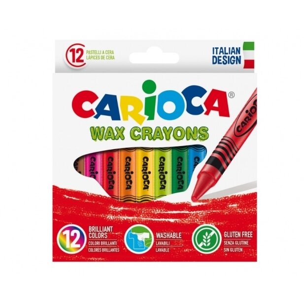 Vaškinės kreidelės CARIOCA 12 spalvų, nuplaunamos Vaškinės kreidelės CARIOCA 12 spalvų, nuplaunamos