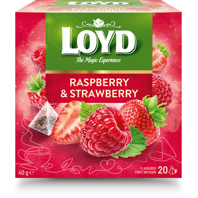 Vaisinė arbata LOYD, aviečių ir braškių skonio, 20 x 2g 1