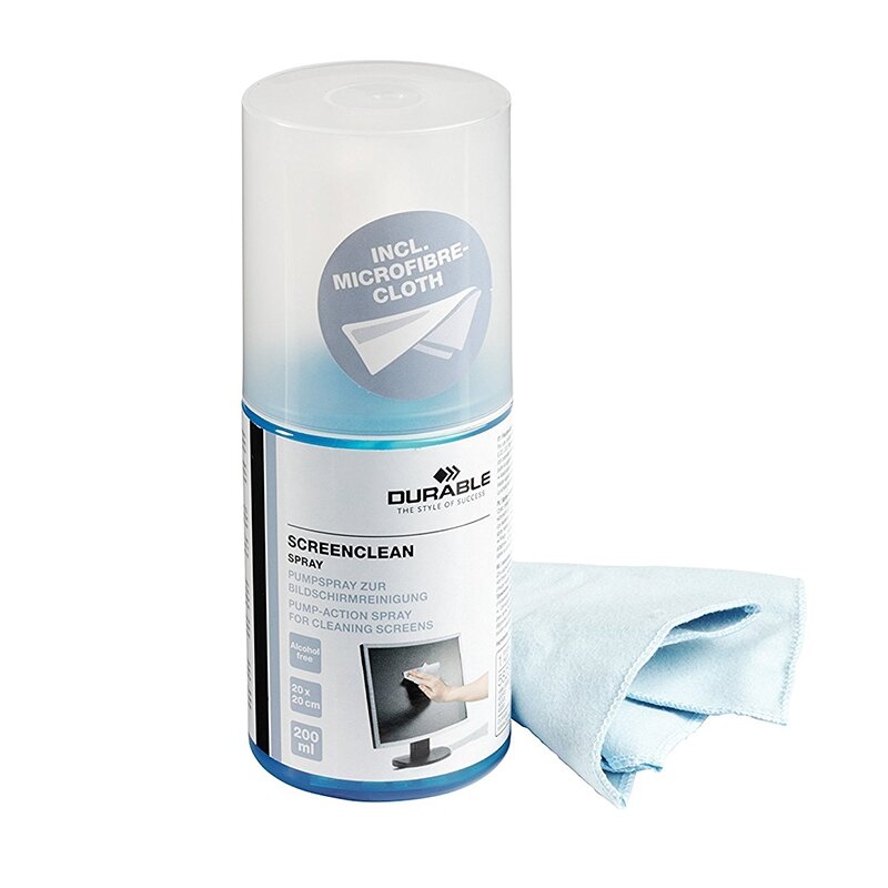 Valymo skystis DURABLE Sreenclean, 200 ml, su šluoste