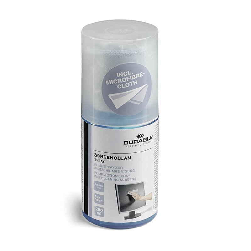 Valymo skystis DURABLE Sreenclean, 200 ml, su šluoste 1 Valymo skystis DURABLE Sreenclean, 200 ml, su šluoste 1