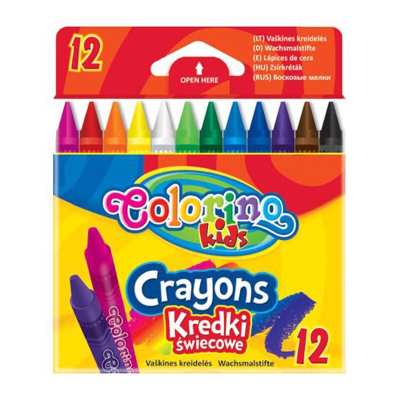 Vaškinės kreidelės Colorino Kids, 12 spalvų Vaškinės kreidelės Colorino Kids, 12 spalvų