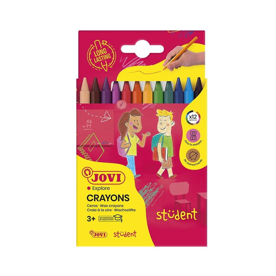 Vaškinės kreidelės JOVI Plasticolor, 12 spalvų