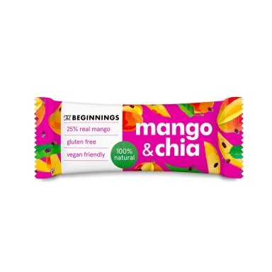 Veganiškas batonėlis THE BEGINNINGS su mangais ir chia sėklomis, 40 g