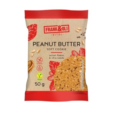 Veganiškas sorų sausainis FRANK&OLI, su žemės riešutų sviestų ir šalavijo(CHIA) sėklomis, 50g Veganiškas sorų sausainis FRANK&OLI, su žemės riešutų sviestų ir šalavijo(CHIA) sėklomis, 50g