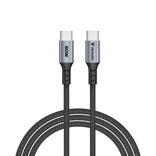 Verbatim 31845 Sync & Charge Kabelis USB-C į USB-C 60W 480Mbps 120cm, Pilka/Juoda