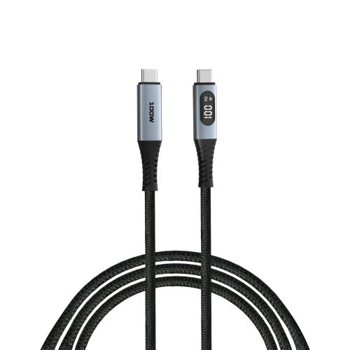 Verbatim 31848 Sync & Charge Kabelis USB-C į USB-C 100W 480Mbps 120cm, Power Display, Pilka/Juoda