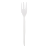 Daugkartinio naudojimo plastikinės šakutės SUPERIOR, PS, baltos, 18 cm, 50 vnt