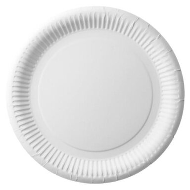 Vienkartinė lėkštė ABCPAK, popierinė, balta, 23 cm, 100 vnt. Vienkartinė lėkštė ABCPAK, popierinė, balta, 23 cm, 100 vnt.