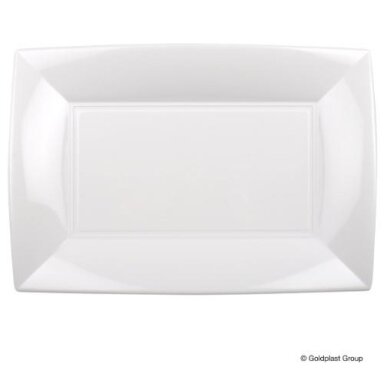 Vienkartinės lėkštės NICE, PP, baltos 34,5x23 cm, 6 vnt Vienkartinės lėkštės NICE, PP, baltos 34,5x23 cm, 6 vnt