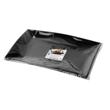 Vienkartinės lėkštės NICE, PP, juodos, 34,5x23 cm, 6 vnt Vienkartinės lėkštės NICE, PP, juodos, 34,5x23 cm, 6 vnt