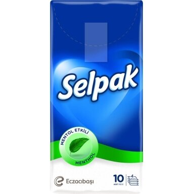 Vienkartinės nosinaitės SELPAK Menthol, 4 sluoksnių,10x10vnt Vienkartinės nosinaitės SELPAK Menthol, 4 sluoksnių,10x10vnt