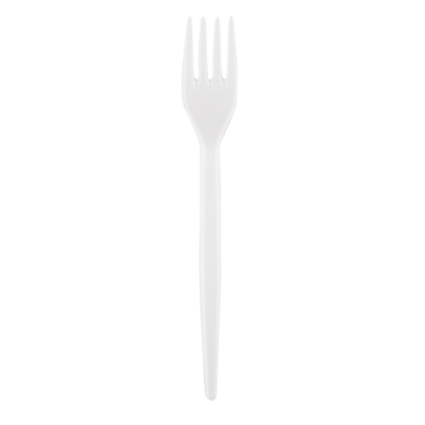 Daugkartinio naudojimo plastikinės šakutės SUPERIOR, PS, baltos, 18 cm, 50 vnt