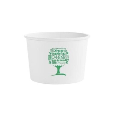 Vienkartiniai indeliai sriubai, VEGWARE, GreenTree popieriniai, 480 ml, D115mm, 25 vnt Vienkartiniai indeliai sriubai, VEGWARE, GreenTree popieriniai, 480 ml, D115mm, 25 vnt