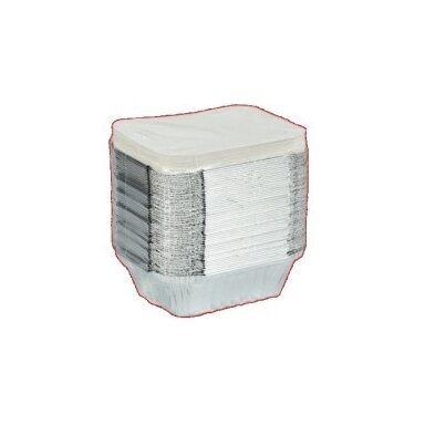 Vienkartinis indelis su dangteliu, aliuminis, 450 ml, 14,5 x 12 x H 4 cm, 50 vnt