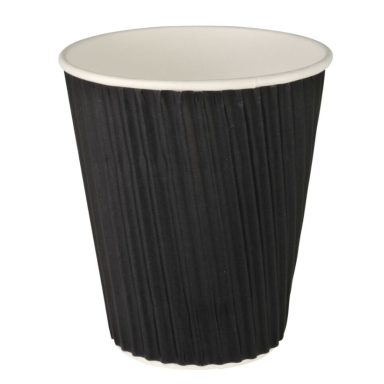 Vienkartinis puodelis RIPPLE Black, popierius/PE, 280 ml, D 80 x H 90 mm, 25 vnt Vienkartinis puodelis RIPPLE Black, popierius/PE, 280 ml, D 80 x H 90 mm, 25 vnt