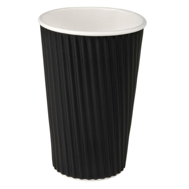 Vienkartinis puodelis RIPPLE Black, popierius/PE, 480 ml, D 90 x H 134 mm, 25 vnt Vienkartinis puodelis RIPPLE Black, popierius/PE, 480 ml, D 90 x H 134 mm, 25 vnt