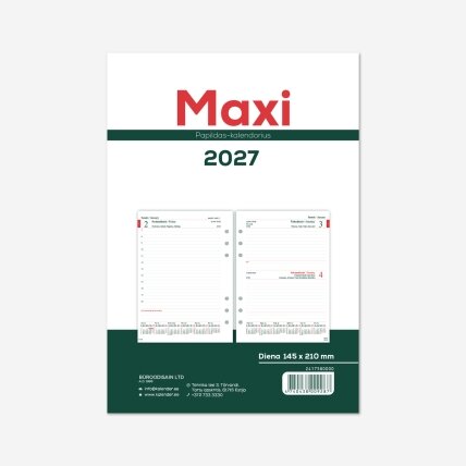 Vidaus blokas kalendoriui MAXI DAY organizer A5, 2027 Vidaus blokas kalendoriui MAXI DAY organizer A5, 2027