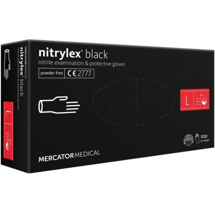 Vienkartinės pirštinės NITRYLEX PF, nitrilinės, nepudruotos, juodos spalvos, L, 100 vnt. Vienkartinės pirštinės NITRYLEX PF, nitrilinės, nepudruotos, juodos spalvos, L, 100 vnt.