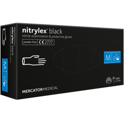 Vienkartinės pirštinės NITRYLEX PF, nitrilinės, nepudruotos, juodos spalvos, M, 100 vnt. Vienkartinės pirštinės NITRYLEX PF, nitrilinės, nepudruotos, juodos spalvos, M, 100 vnt.