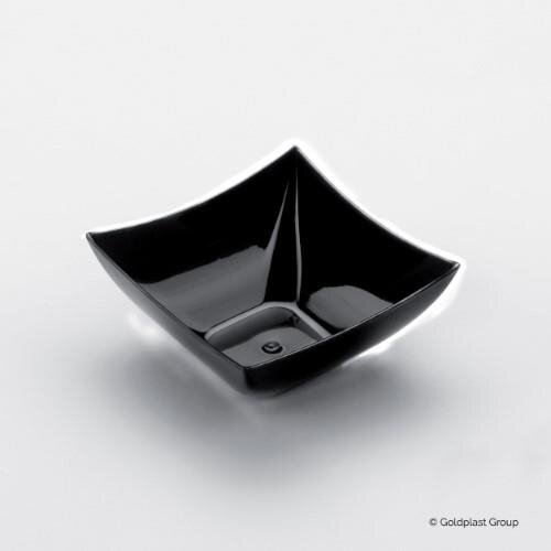 Vienkartiniai furšetiniai indeliai  SQUARE, PS,  juodi, 90 ml, 7 x 7 cm,  H 3,5 cm, 25 vnt.