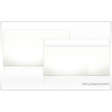 Vokai C65, 114 x 229 mm 50 vnt., balta sp. Vokai C65, 114 x 229 mm 50 vnt., balta sp.