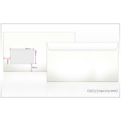 Vokai C65 su langeliu 45 x 90 mm, 114 x 229 mm, su nuplesiama juostele, 1000 vnt. Vokai C65 su langeliu 45 x 90 mm, 114 x 229 mm, su nuplesiama juostele, 1000 vnt.