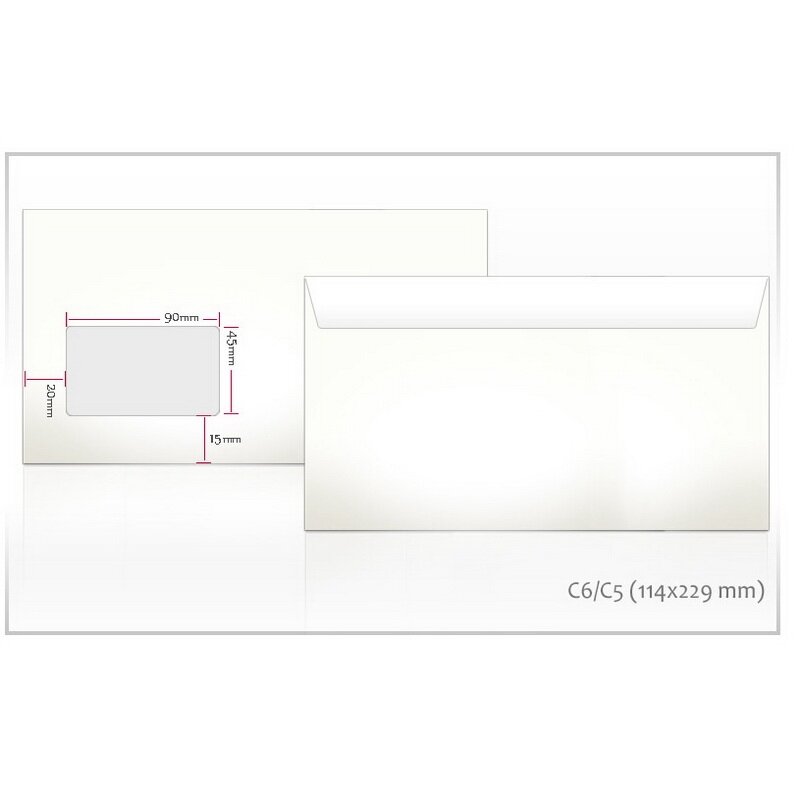 Vokai C65 su langeliu 45 x 90 mm, 114 x 229 mm, su nuplesiama juostele, 1000 vnt. Vokai C65 su langeliu 45 x 90 mm, 114 x 229 mm, su nuplesiama juostele, 1000 vnt.