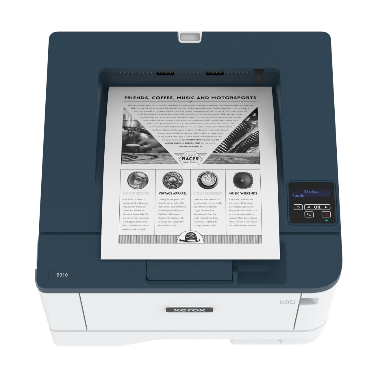 Xerox B310DNI A4 mono printer 40ppm. Duplex, network, wifi, USB, 250 sheet paper tray 1