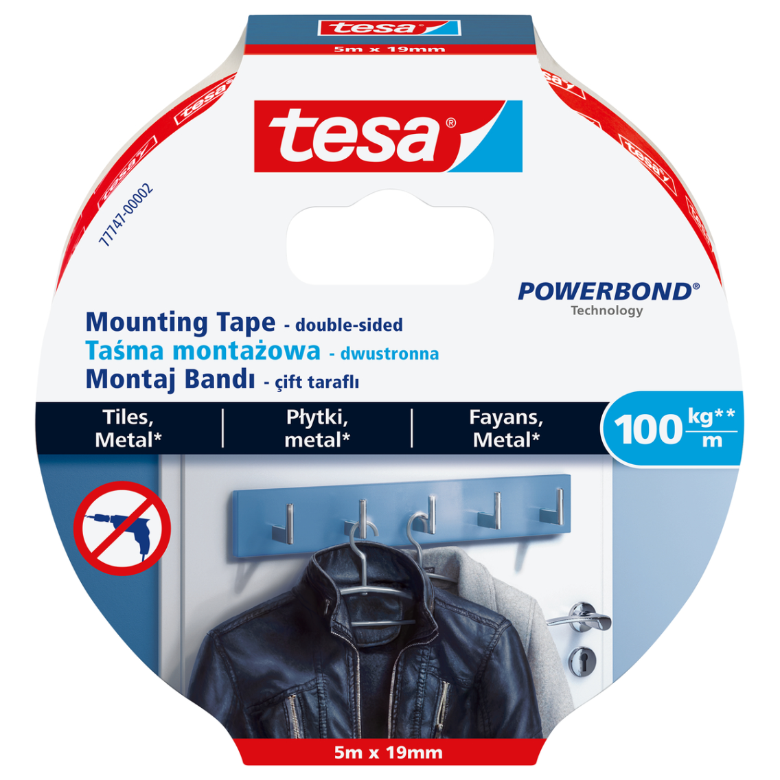 Ypač stipri dvipusė tvirtinimo juosta TESA Powerbond Ultra Strong, 5m x 19mm Ypač stipri dvipusė tvirtinimo juosta TESA Powerbond Ultra Strong, 5m x 19mm