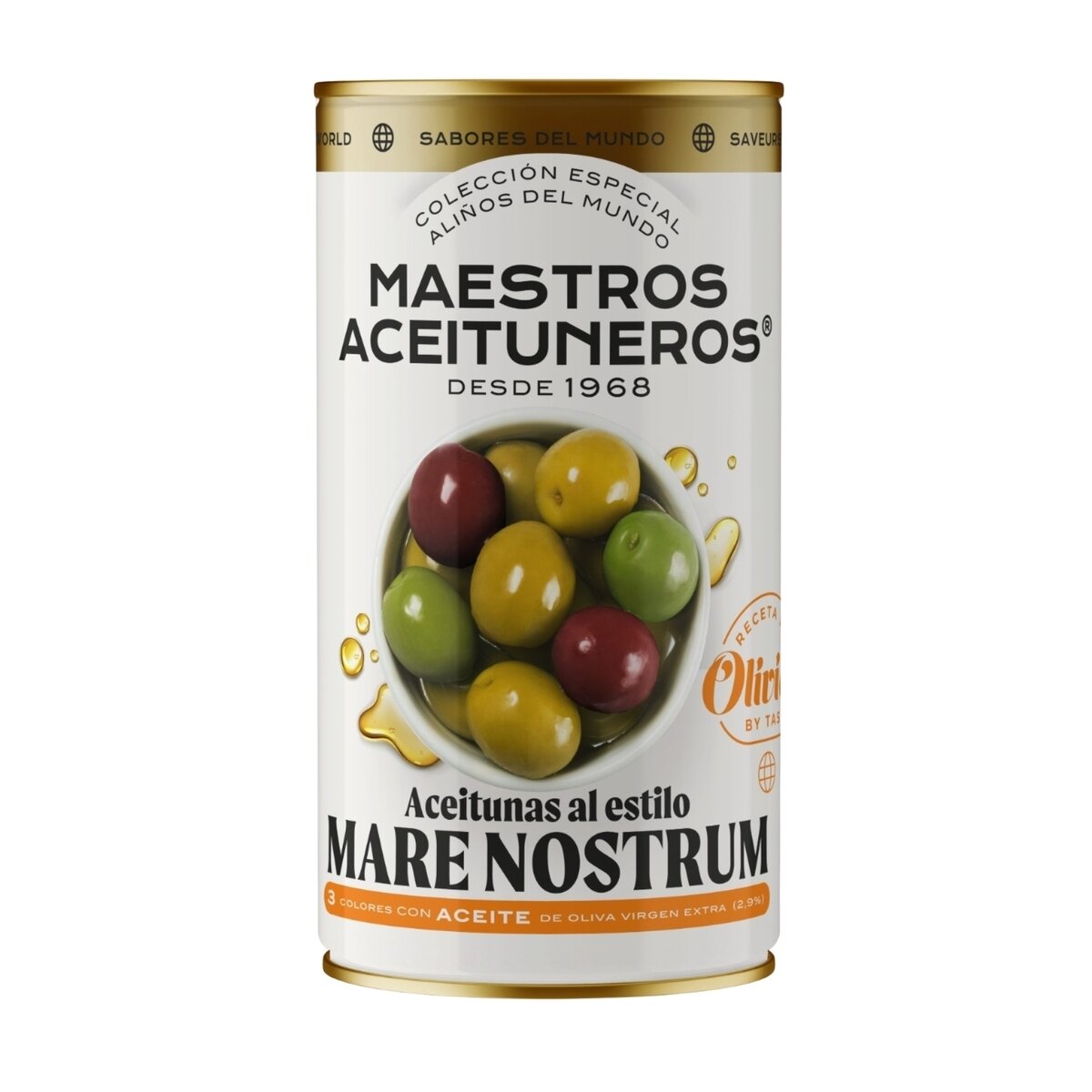 Žaliosios ir juodosios alyvuogės su kauliukais MAESTROS ACEITUNEROS, „Mare Nostrum“ skonio, 350/185