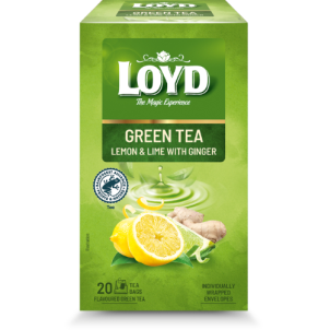 Žalioji arbata LOYD, citrinų-laimų ir imbiero skonio, 20 x 1.7g