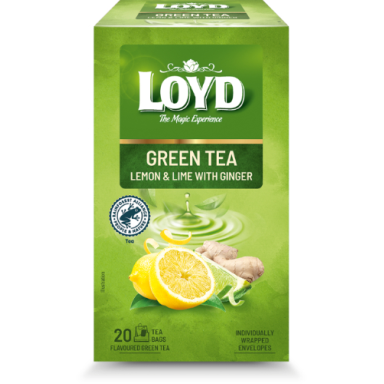 Žalioji arbata LOYD, citrinų-laimų ir imbiero skonio, 20 x 1.7g