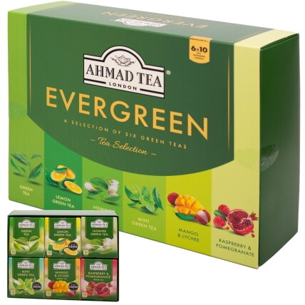 Žalioji arbata AHMAD EVERGREEN SELECTION, pakuotėje 60 arbatos pakelių. Žalioji arbata AHMAD EVERGREEN SELECTION, pakuotėje 60 arbatos pakelių.