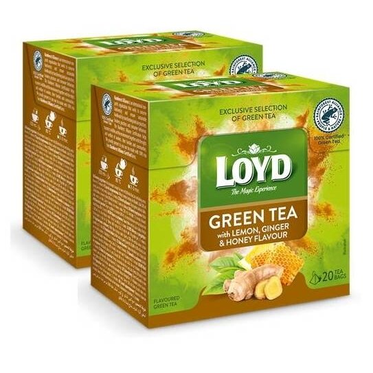 Žalioji arbata LOYD Green Lemon, Honey, Ginger 20x2g